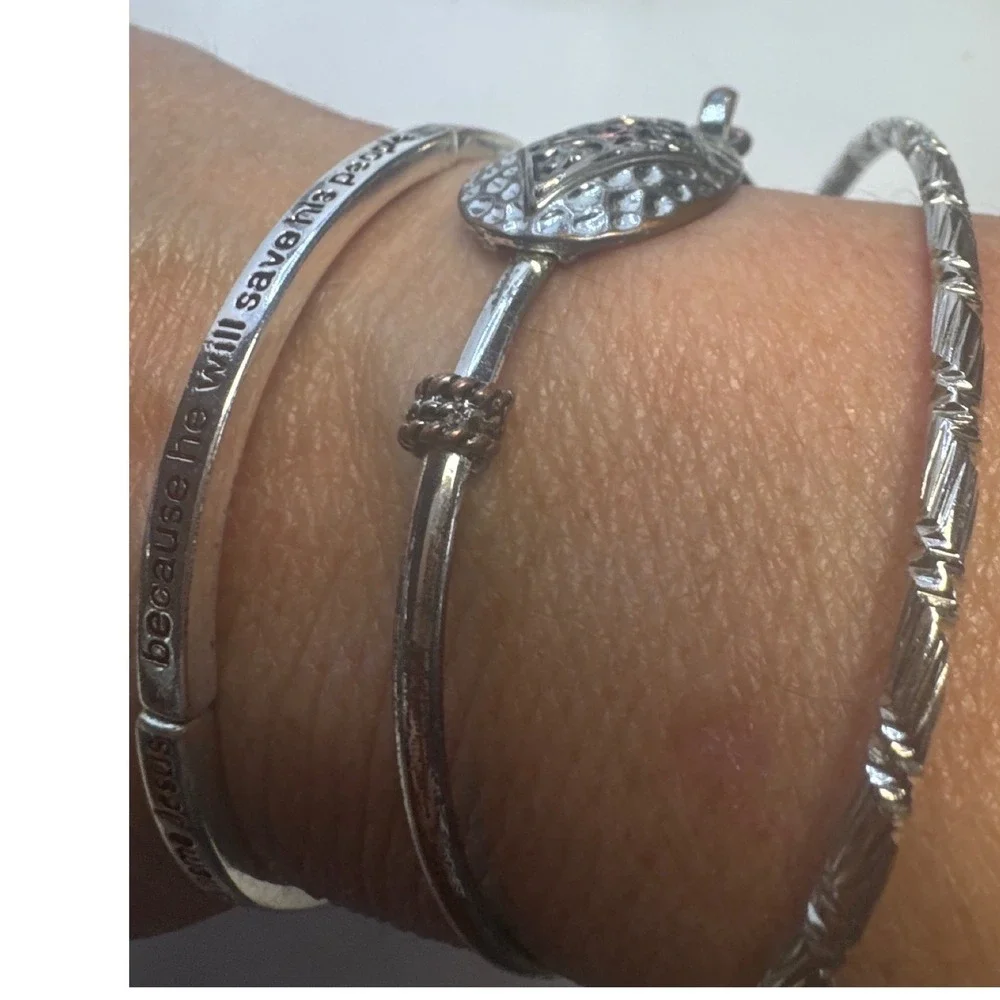 Unbranded Bracelet Set Womens OS Silver Good Religious Scripture Stack 3pc